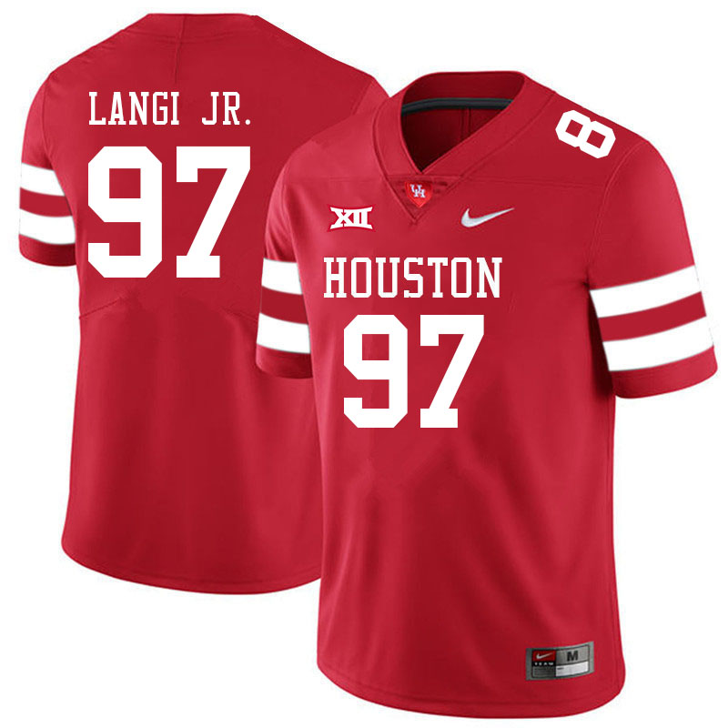 Men #97 Amipeleasi Langi Jr. Houston Cougars College Big 12 Conference Football Jerseys Sale-Red - Click Image to Close